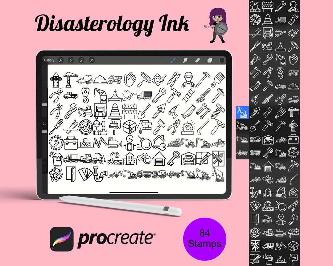 Construction Icons Outlines Set 1 Procreate Brush Stamps, 84 Icons - Etsy