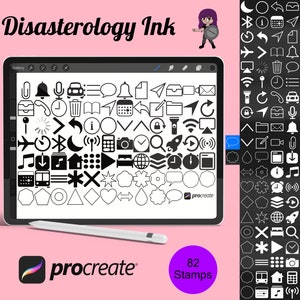 Digital Planner Guide Icons Set 1 Procreate Brush Stamps, 82 Planner Icons