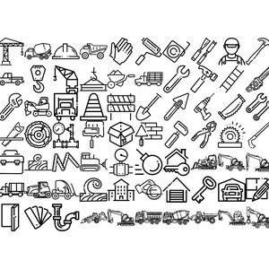 Construction Icons Outlines Set 1 Procreate Brush Stamps, 84 Icons - Etsy