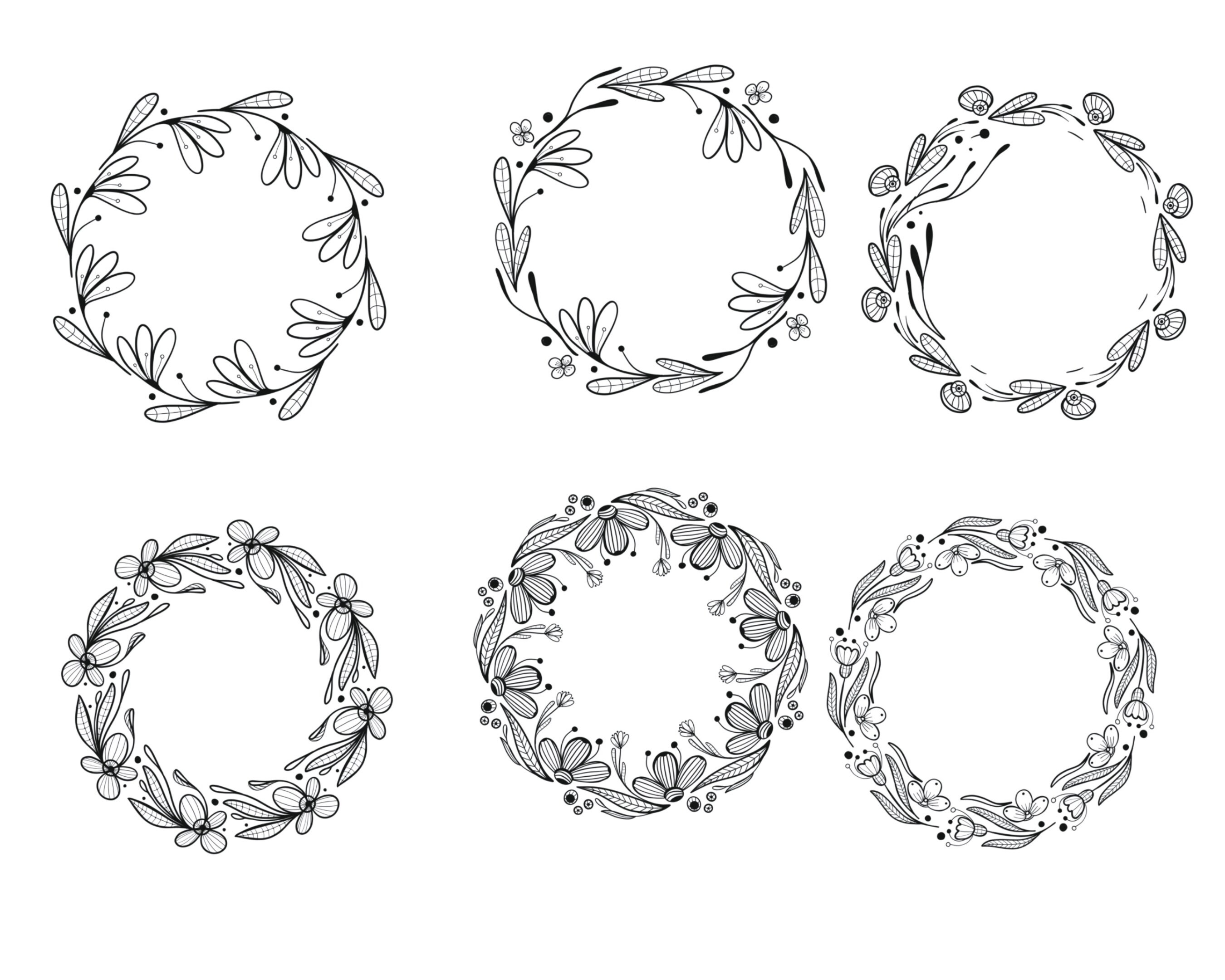 Floral Wreath Set 1 Procreate Brush Stamps, 30 Flower Wreaths - Etsy