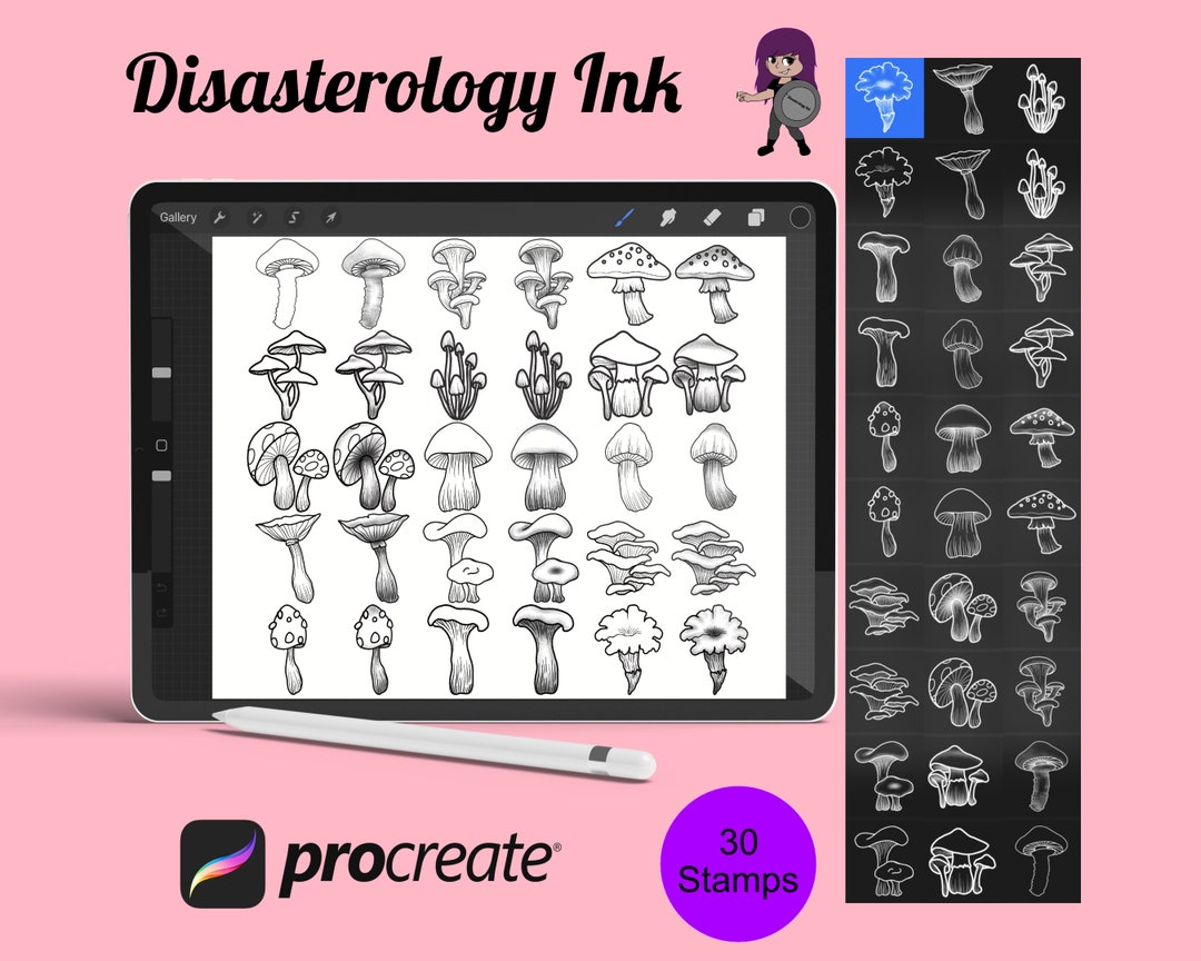Mushrooms Set 1 Procreate Brush Stamps, 30 Mushrooms - Etsy