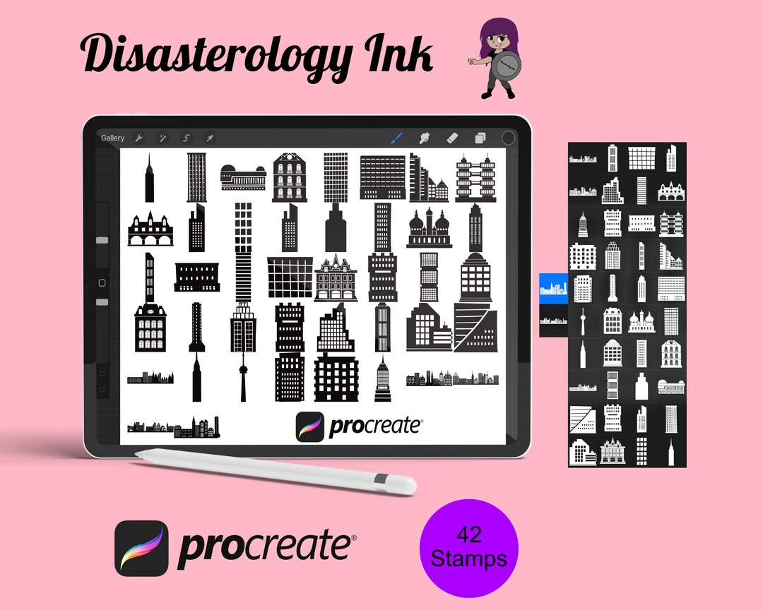Building Architecture Set 1 Procreate Brush Stamps, 42 Buildings - Etsy