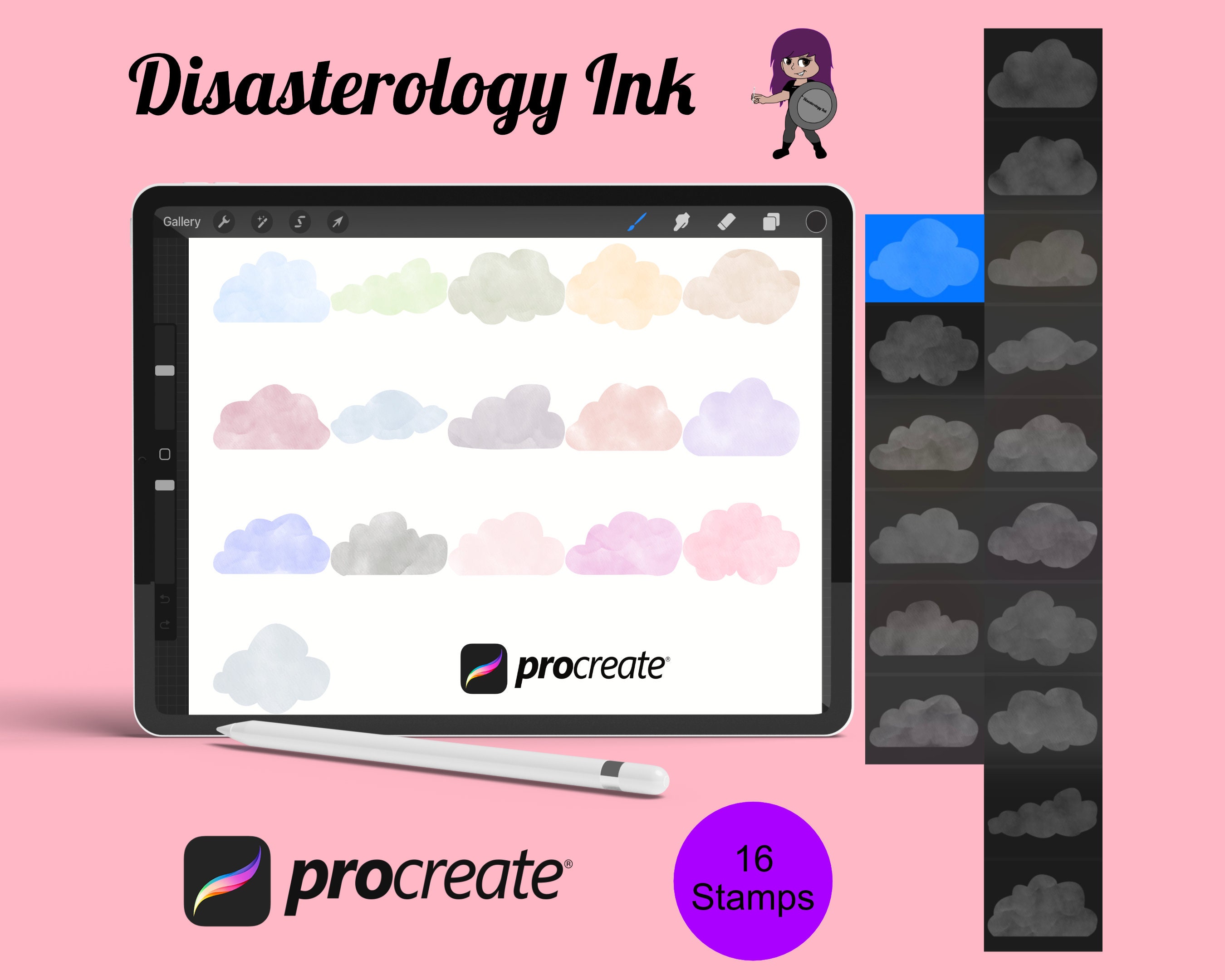 Watercolour Clouds Set 1 Procreate Brush Stamps, 16 Clouds - Etsy