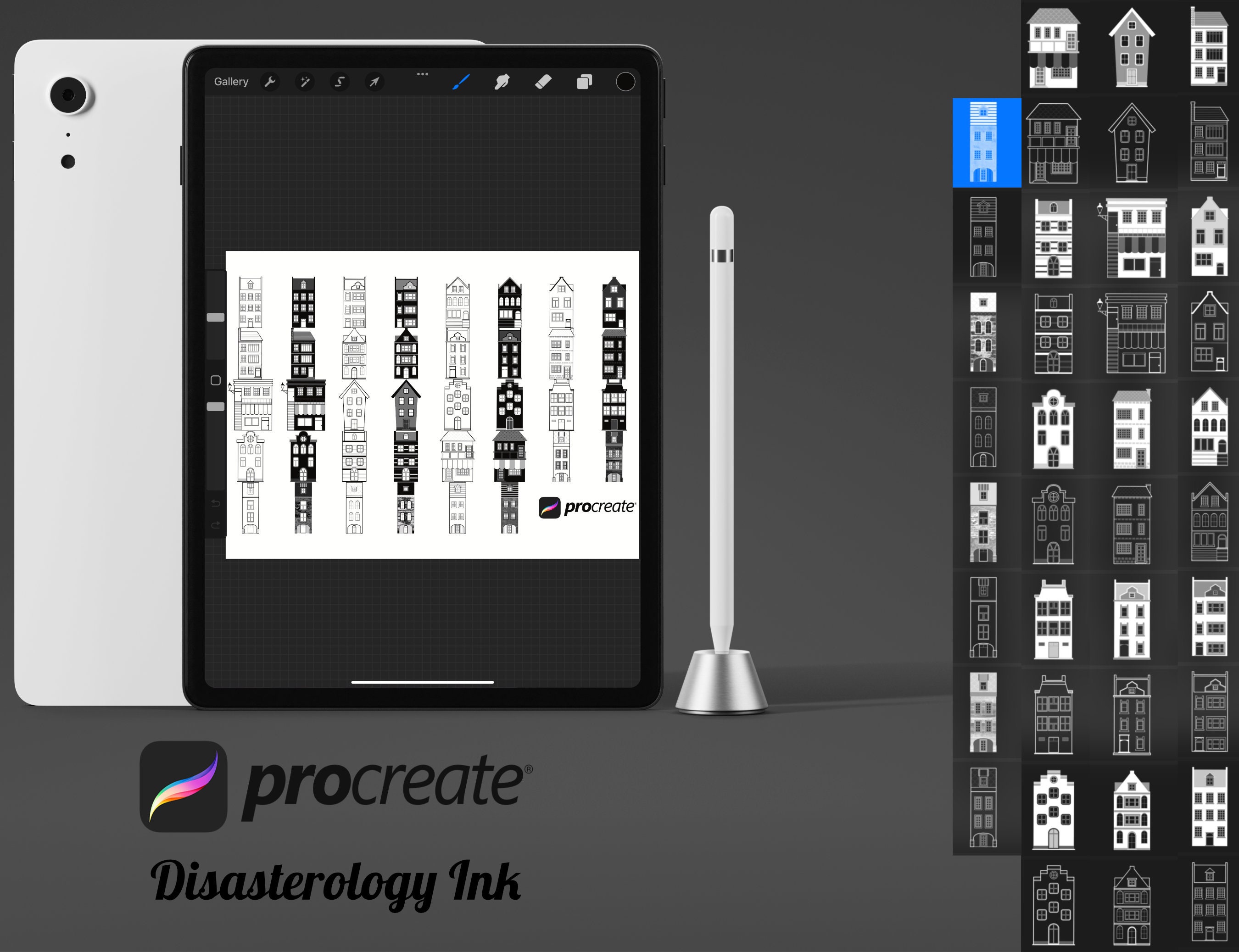 Building Architecture Set 2 Procreate Brush Stamps, 38 Buildings - Etsy