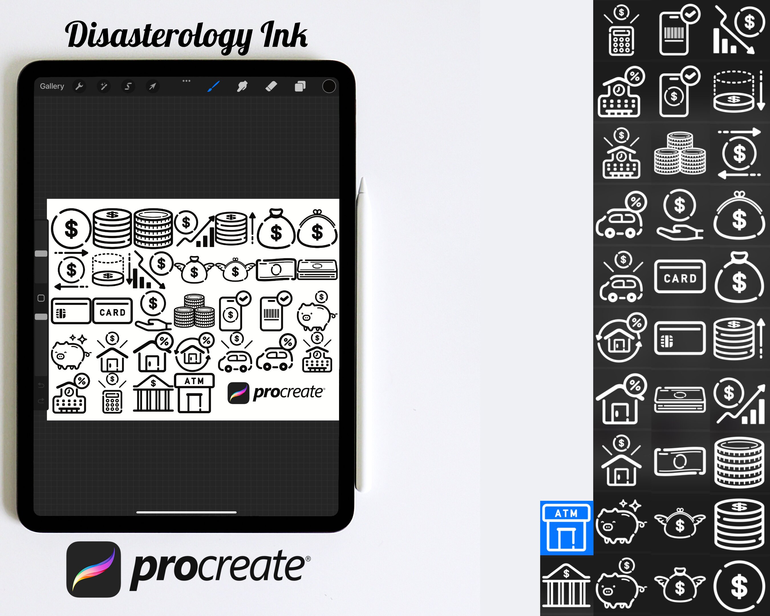 Financial Icons Set 1 Procreate Brush Stamps, 32 Icons - Etsy