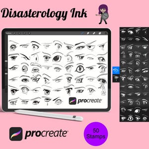 Cartoon Eyes Procreate Brush Stamps Set 4, 50 Cartoon Eyes