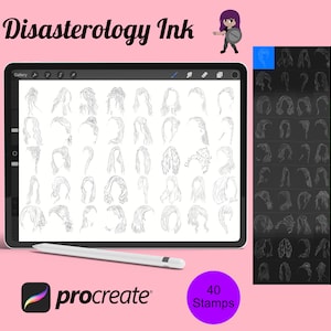 Set di moda per capelli da donna, 5 timbri per pennelli Procreate, 40 timbri per capelli