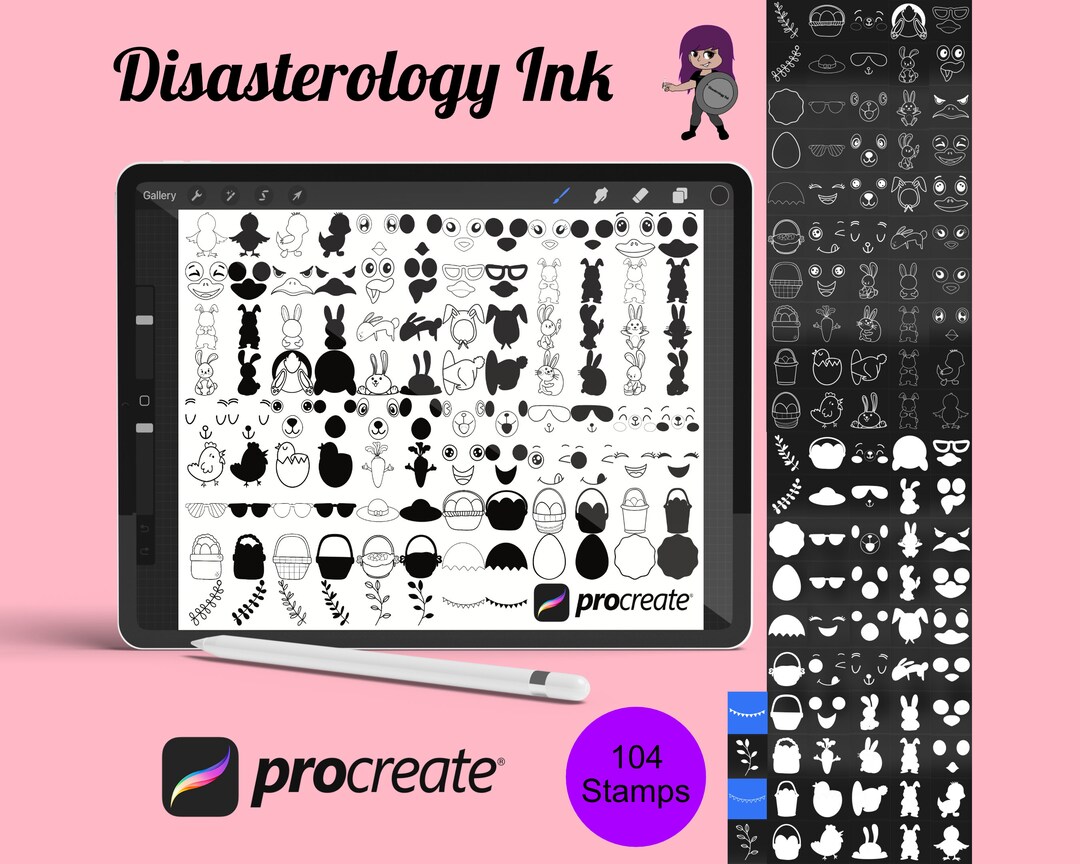 Easter Icons Outlines & Silhouettes Set 1 Procreate Brush Stamps, 104 ...