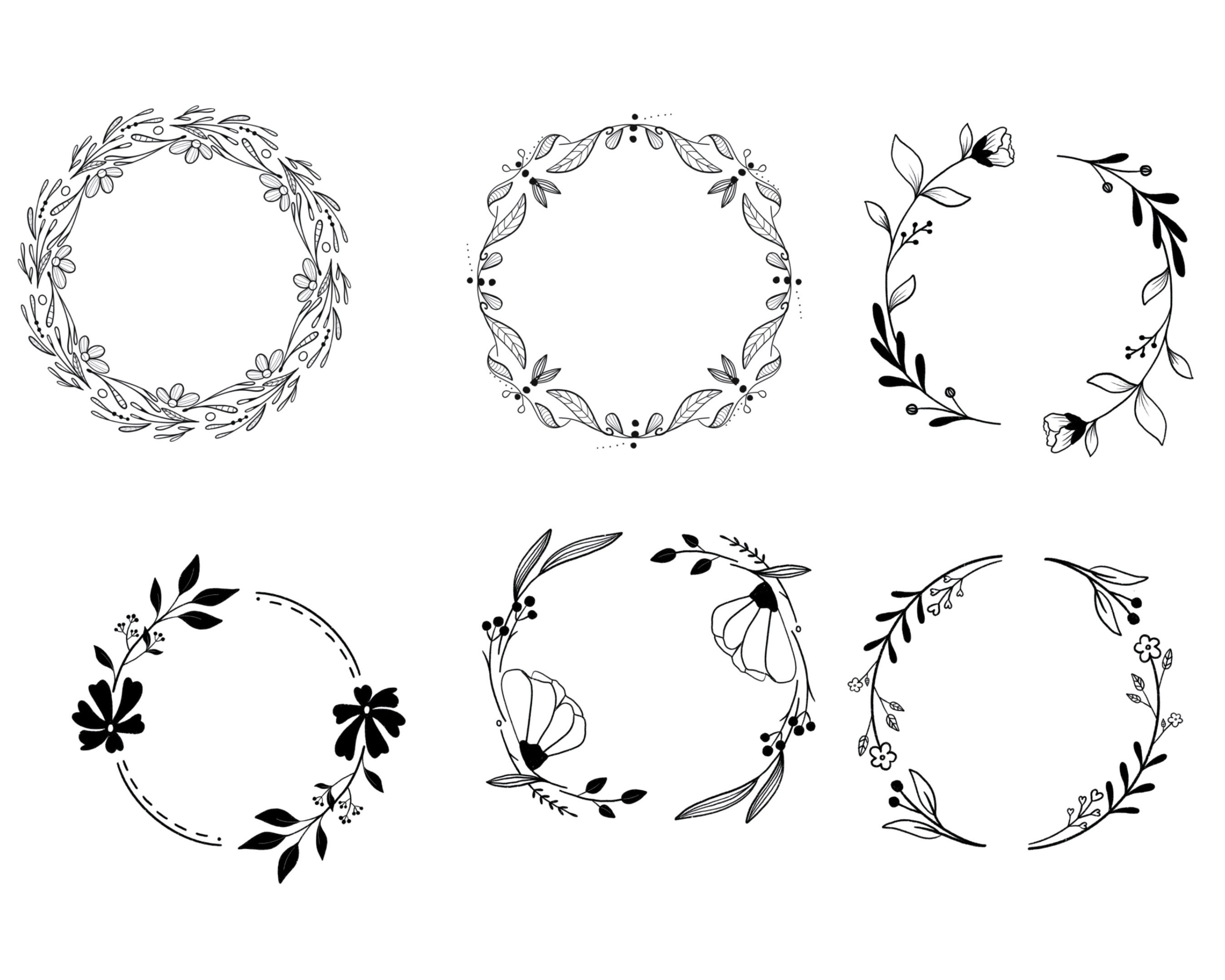 Floral Wreath Set 1 Procreate Brush Stamps, 30 Flower Wreaths - Etsy
