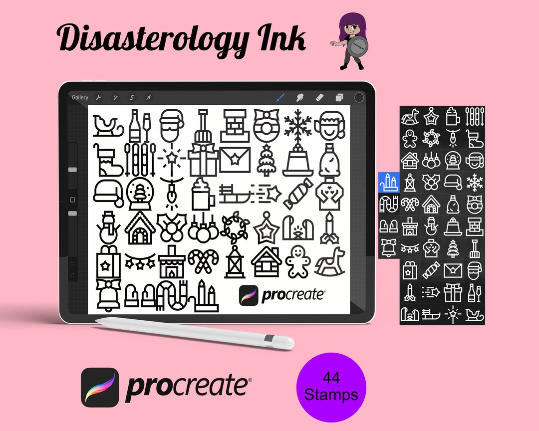 Christmas Winter Clipart Icons Procreate Brush Stamps Set 2, 44 ...
