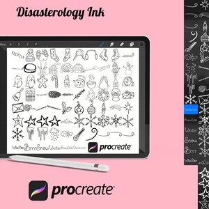 Zestaw stempli pędzlowych Procreate Christmas Winter Elements 18, 76 znaczków świątecznych