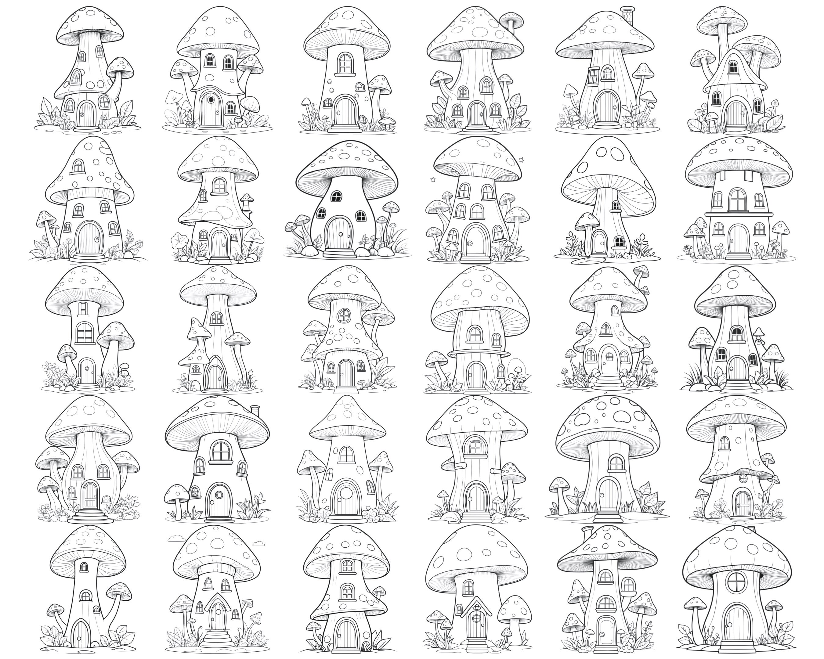 Mushroom Houses Set 1 Procreate Brush Stamps, 30 Mushroom Houses - Etsy