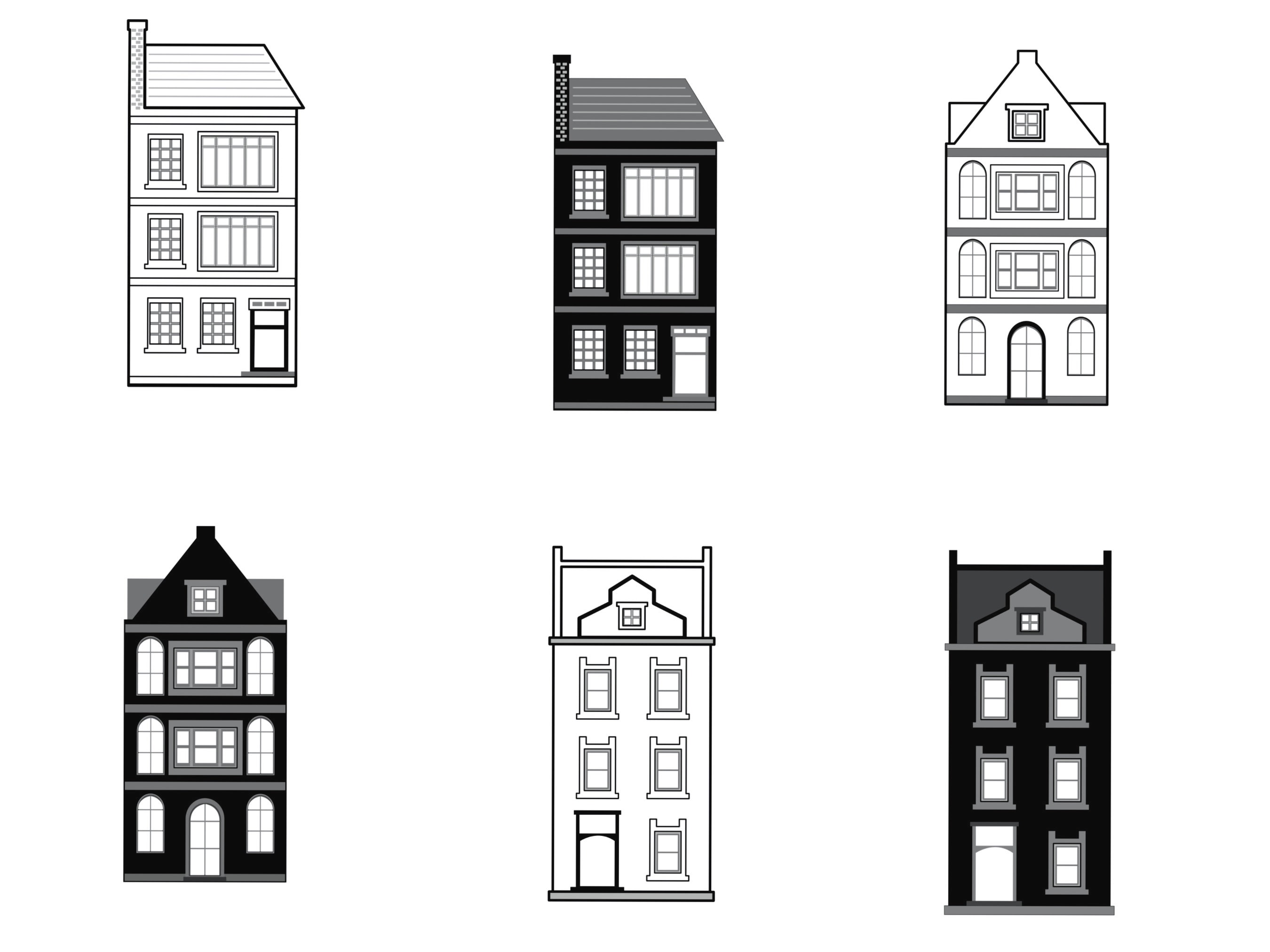 Building Architecture Set 2 Procreate Brush Stamps, 38 Buildings - Etsy