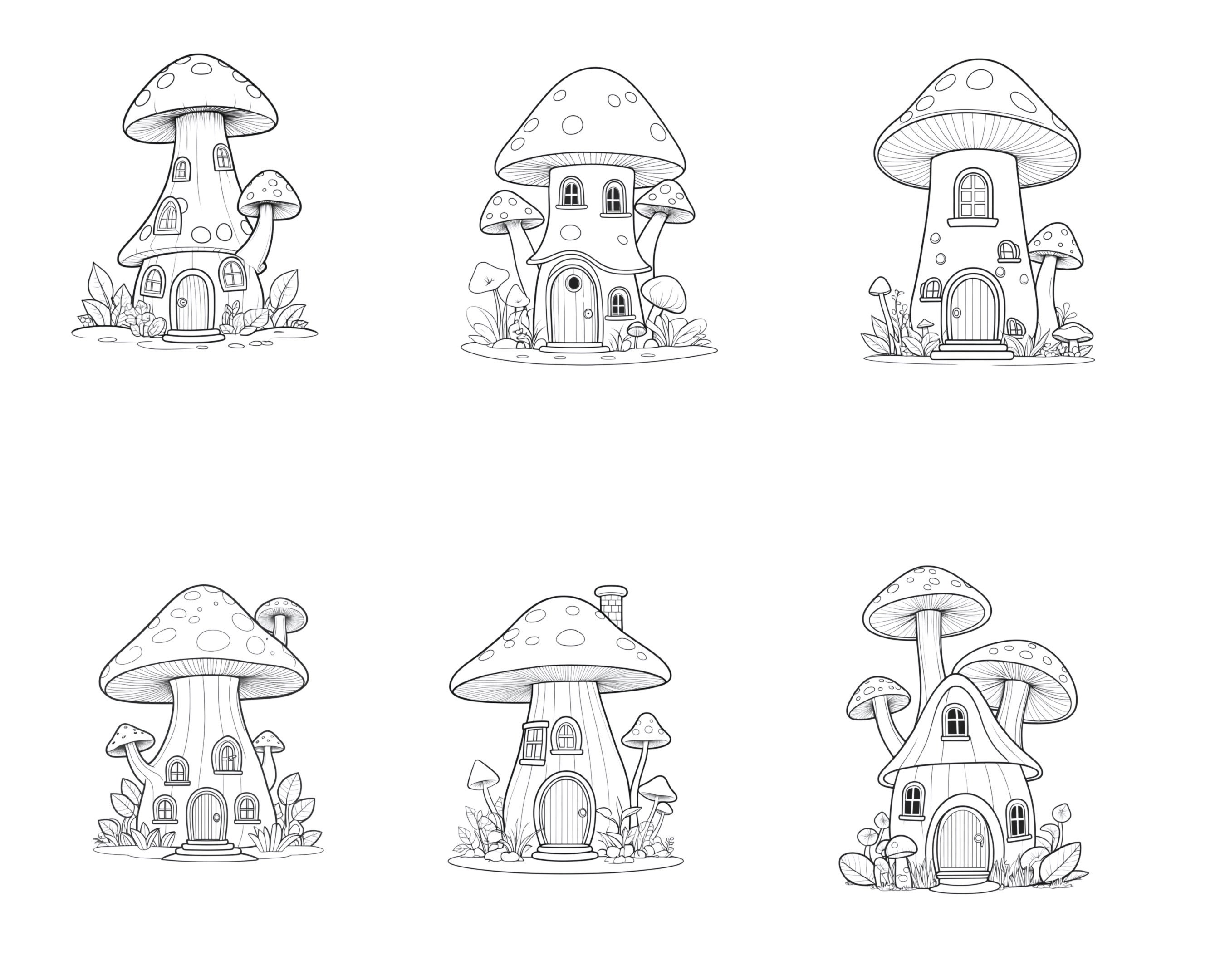 Mushroom Houses Set 1 Procreate Brush Stamps, 30 Mushroom Houses - Etsy
