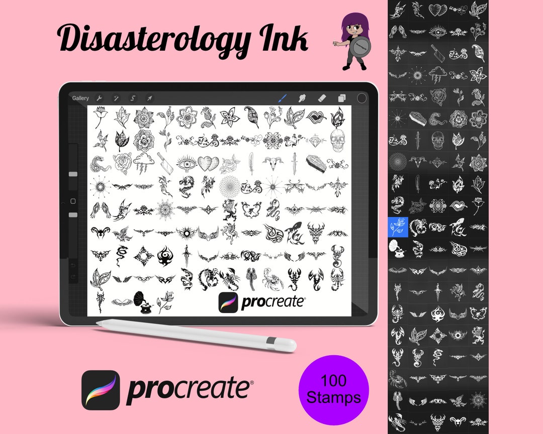 Tattoos Set 6 Procreate Brush Stamps, 100 Flash Tattoos - Etsy