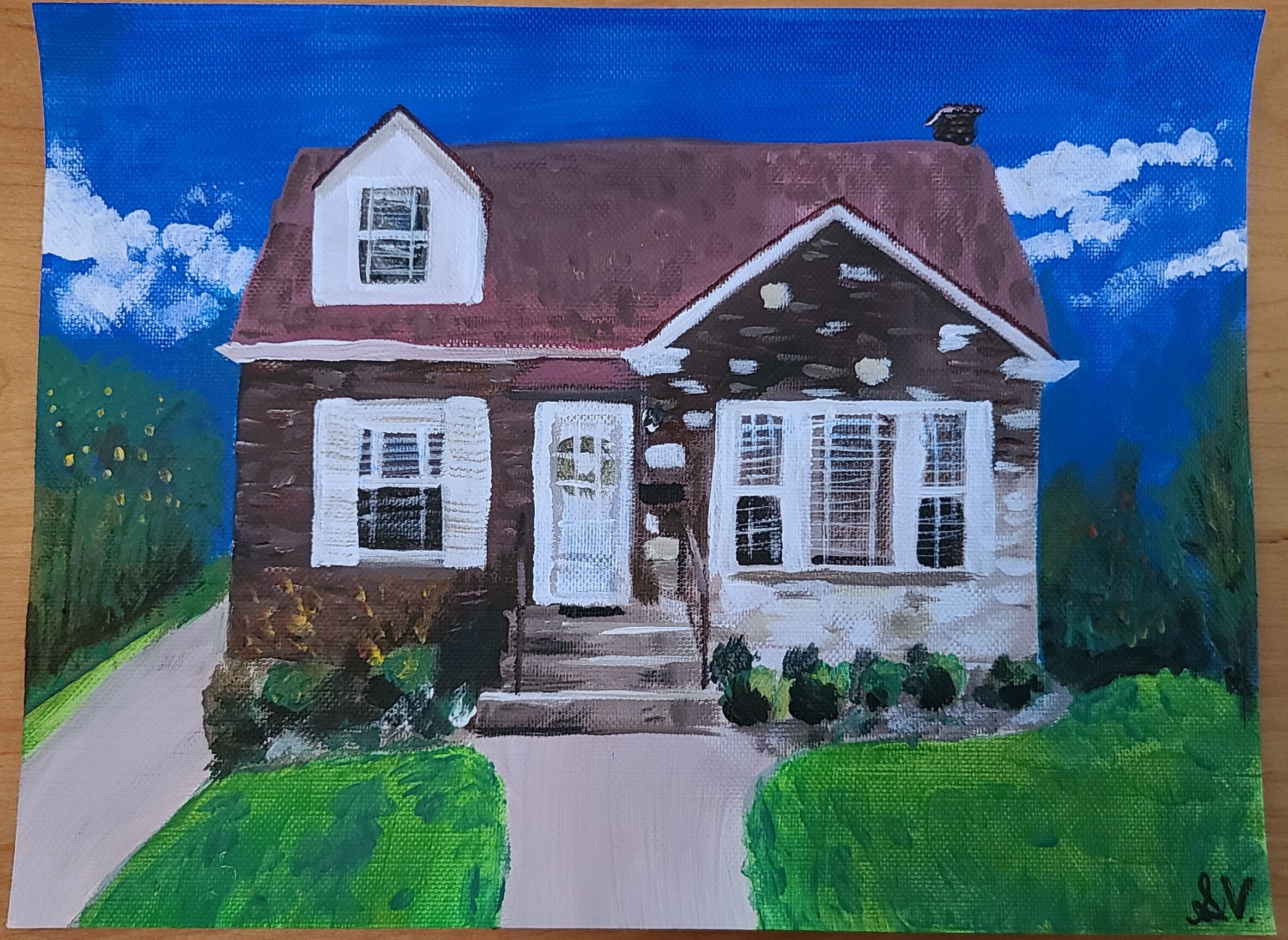 Custom acrylic home painting from photo Etsy