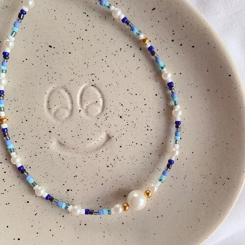 Brenna Green Beaded Necklace with Pearl Accent