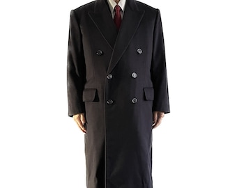 Vintage Navy Blue Tailor Made Overcoat (Made in England, 100% Pure Vicuña, 1987)