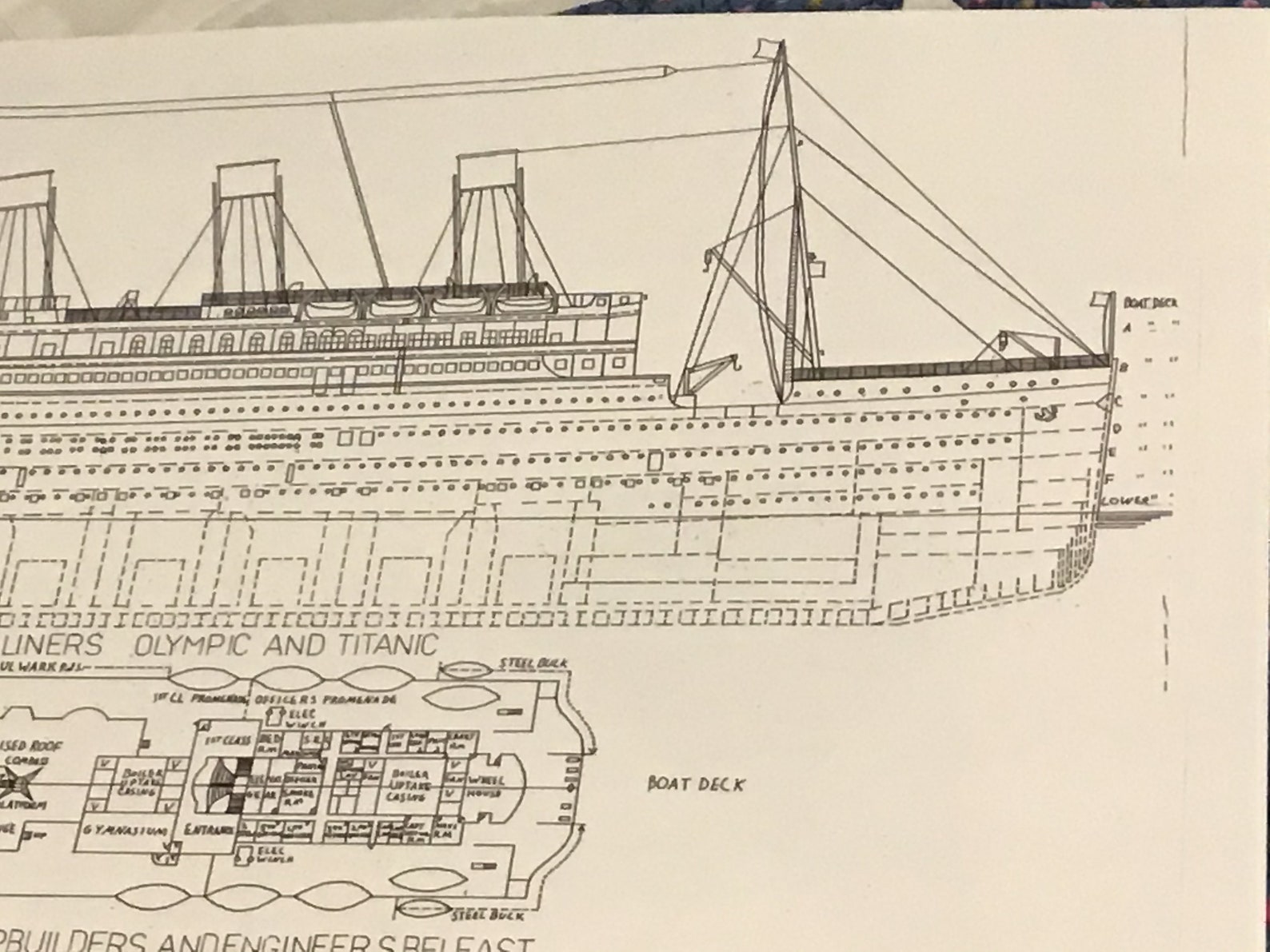 Olympic/Titanic blueprints pen and ink deck plans by hand | Etsy