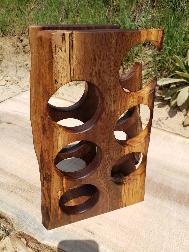 Live edge Walnut wine rack holds 6 bottles Etsy