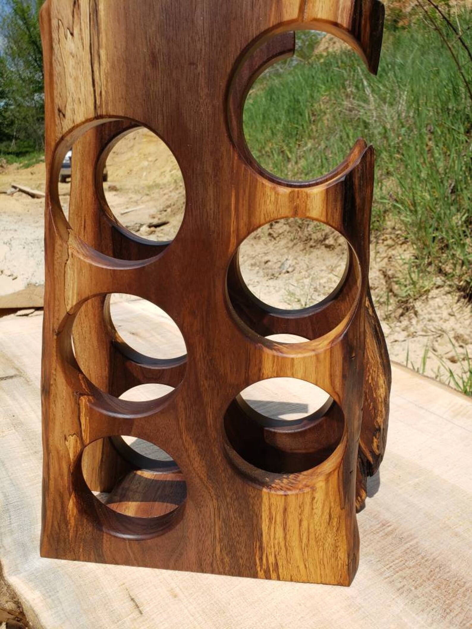 Live edge Walnut wine rack holds 6 bottles Etsy
