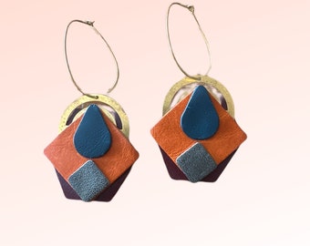 One of a Kind, Genuine Leather Statement Earrings