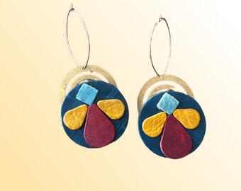 One of a Kind, Genuine Leather Statement Earrings