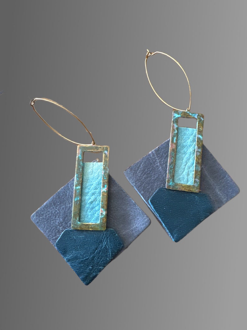 One of a Kind, Genuine Leather Statement Earrings image 1