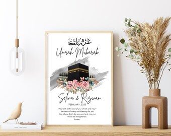 Personalized Umrah Mubarak Print, Muslim Gift (Digital Download)