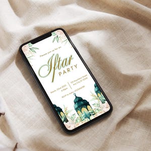 Islamic Digital Editable Iftar Invitation & Matching Iftar Menu, Ramadan Kareem, Islamic Table Decor, Mobile Invite, Dinner Party