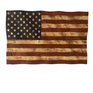 Rustic wavy wooden American flag