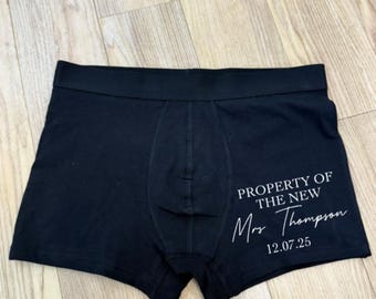 Personalised Groom Gift boxers, Property of the new Mrs Groom boxers, Wedding Boxers