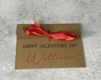 Personalised Valentines Envelope | Money pouch | Personalised Kraft Gift Envelope With Ribbon | Money/Voucher | Any Occasion| Valentines day