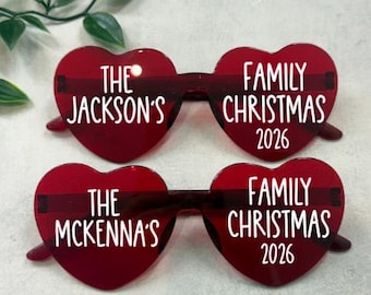 Personalized Heart Sunglasses, Christmas Glasses, Funny, Photo Props