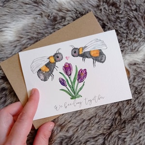 We Bee-long Together | Bumblebee card | Bee card | Cute Anniversary card | Wildflower | Valentine’s Day card | anniversary card