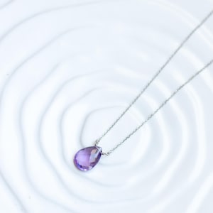 Sterling Silver Amethyst Necklace, Genuine Amethyst Necklace, February Birthstone Necklace, Dainty Necklace, Crystal Necklace