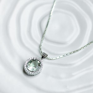 Prasiolite Green Amethyst Gemstone Necklace/ Real Prasiolite Necklace/February Birthstone Necklace/Prasiolite Green Amethyst