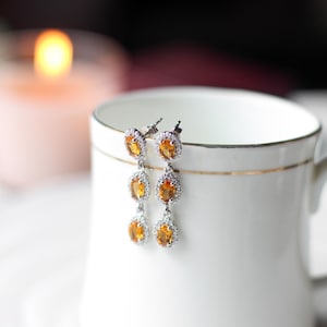 Stunning Citrine Earrings in Sterling Silver - Dainty November Birthstone Jewelry, Elegant Drop Earrings, Perfect Gift for Her