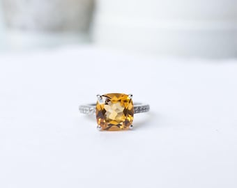 Citrine Sterling Silver Ring – Minimalist November Birthstone Jewelry