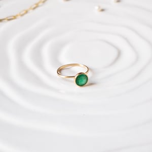 Minimalist 14k Gold Natural Emerald Ring | Anniversary Gift | Christmas Gift | Birthday Gift | Gift For Her | Dainty Authentic Emerald Ring
