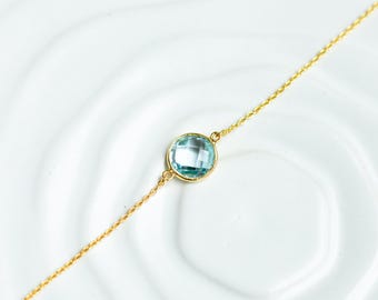 Dainty Sky Blue Topaz Bracelet – Sterling Silver December Birthstone