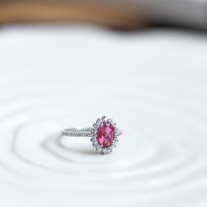 Pink Tourmaline Ring with Sterling Silver Setting – Elegant Minimalist Pink Tourmaline Engagement Ring – Unique Tourmaline Jewellery