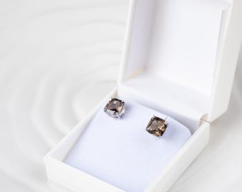 Smoky Quartz Sterling Silver Stud Earrings: Elegant Gemstone Jewelry