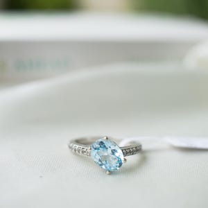 Sky Blue Topaz Ring - Sterling Silver Elegant Gemstone Solitaire | Minimalist Topaz Ring | Dainty Blue Gemstone Ring | Perfect Gift for Her