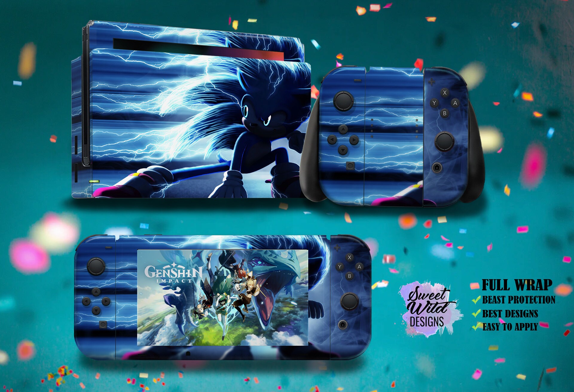 Nintendo Switch Skin Aufkleber Sonic Thema für Konsole JoyCon Etsy