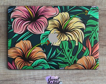 Tropical Flowers MacBook Air 13 2020 Skin Mac Pro 15 inch Cover Palm Leaves MacBook Air 11 Cover Mac Pro 15 Skin MacBook 16 inch Decal Vinyl