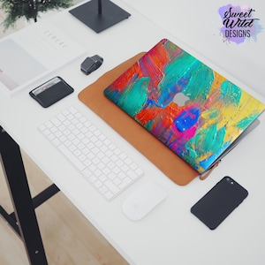 Colorful oil paint , decal for Macbook brush strips hp skin smear paint mac skin oil paint asus skin Colorful paint smear mac air skin