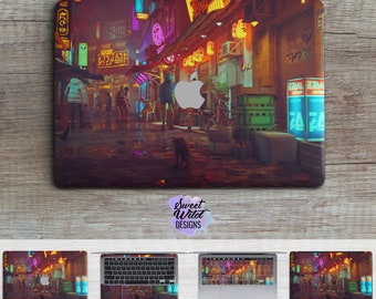 Cyberpunk City Macbook Skin, Sci-Fi Futuristic Art Decal
