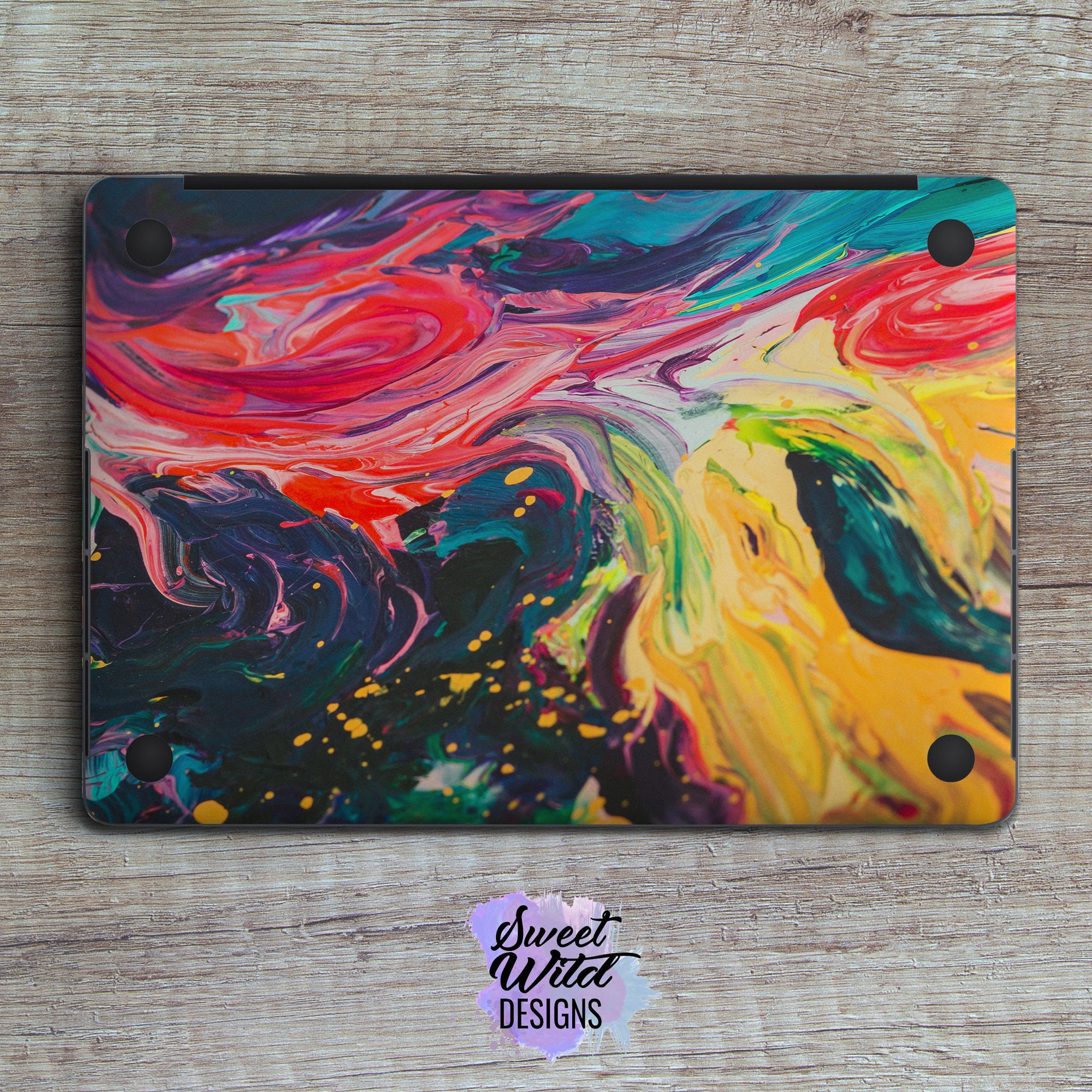 Colored Acrylic Paint Sticker for Macbook Oil Painting Hp Etsy UK