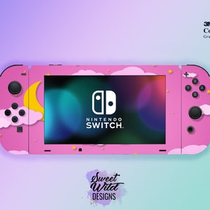 Kids cartoon sky pink clouds kids Nintendo wrap cartoon sky gamers moon Nintendo gift stars switch set pink clouds joycons
